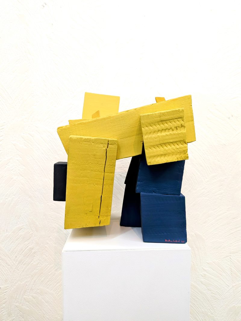 man digging for bait side view. made from salvage wood, treaded with timber preservative and painted with heavy acrylics.